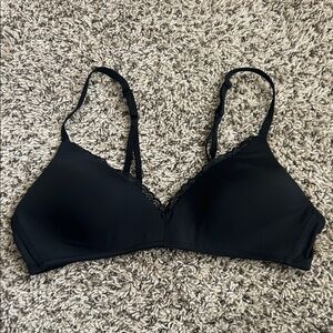 aerie Black Wireless Lace-Trim Bralette